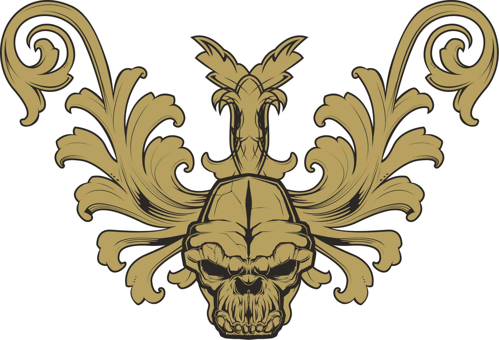 Gold skull and flourish mark