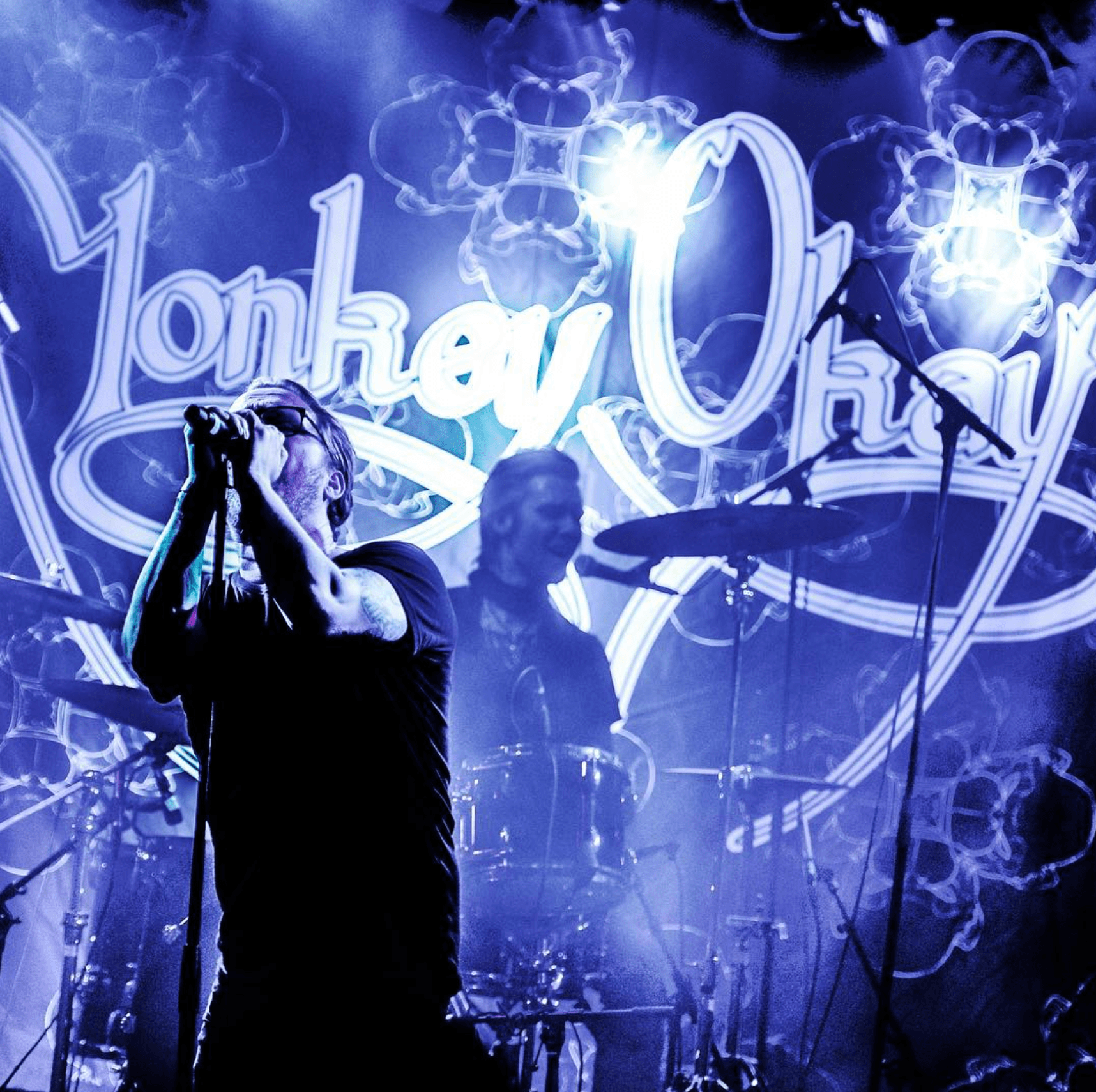 Live performance with Monkey Okay backdrop