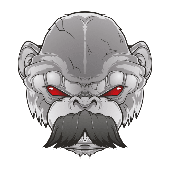 Gorilla illustration with moustache