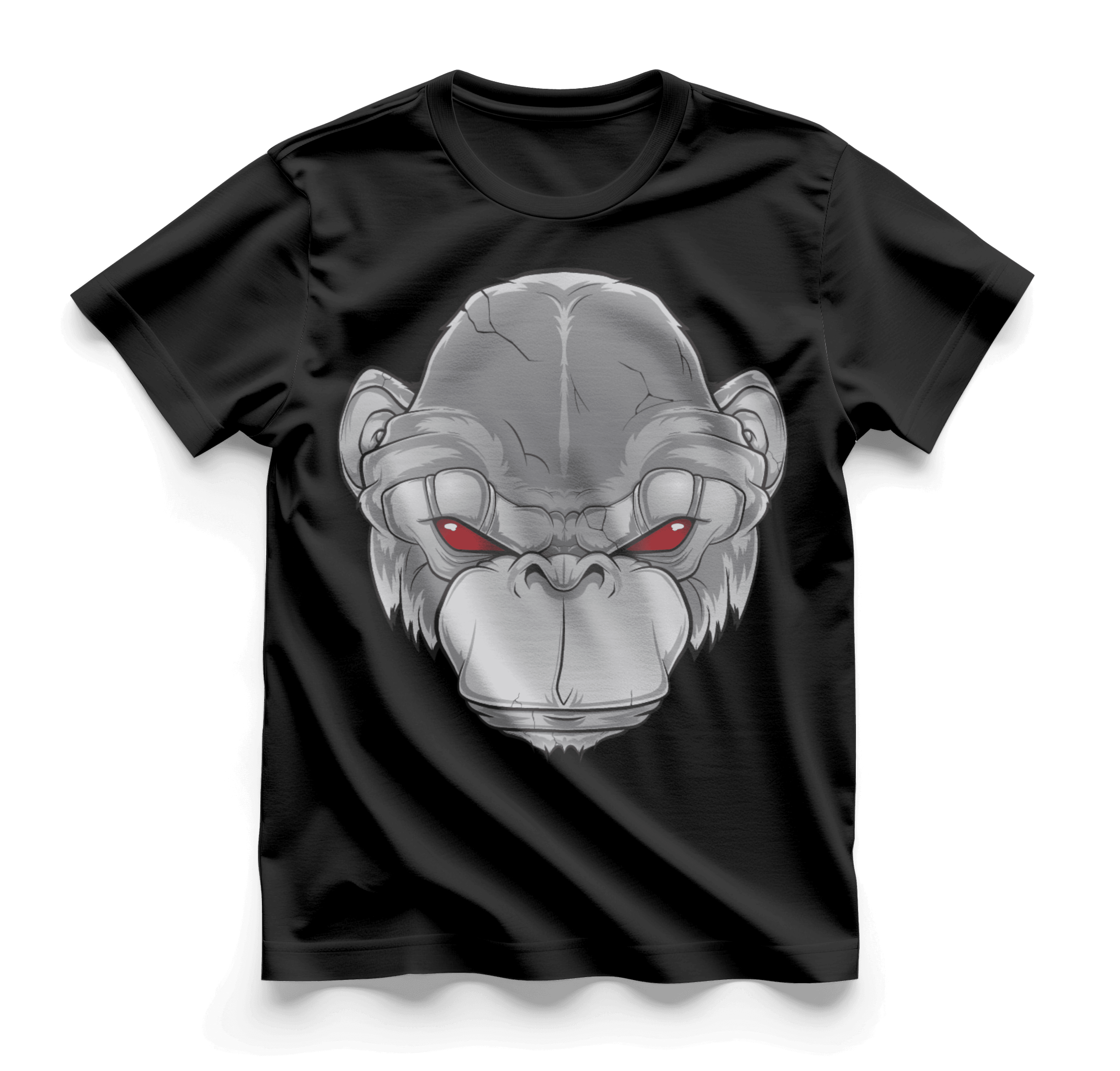 Black t-shirt with gorilla illustration