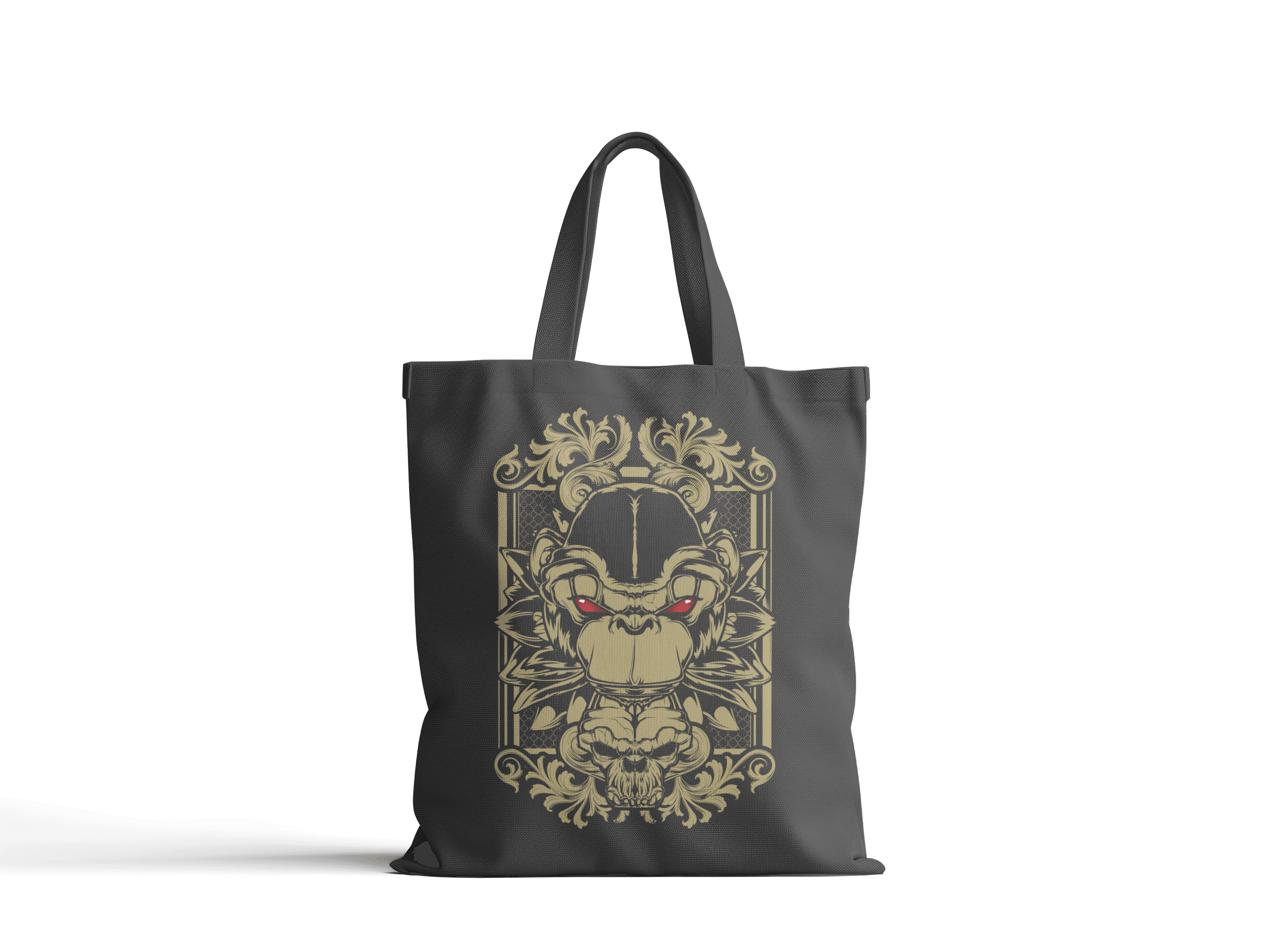 Grey tote bag with crest illustration