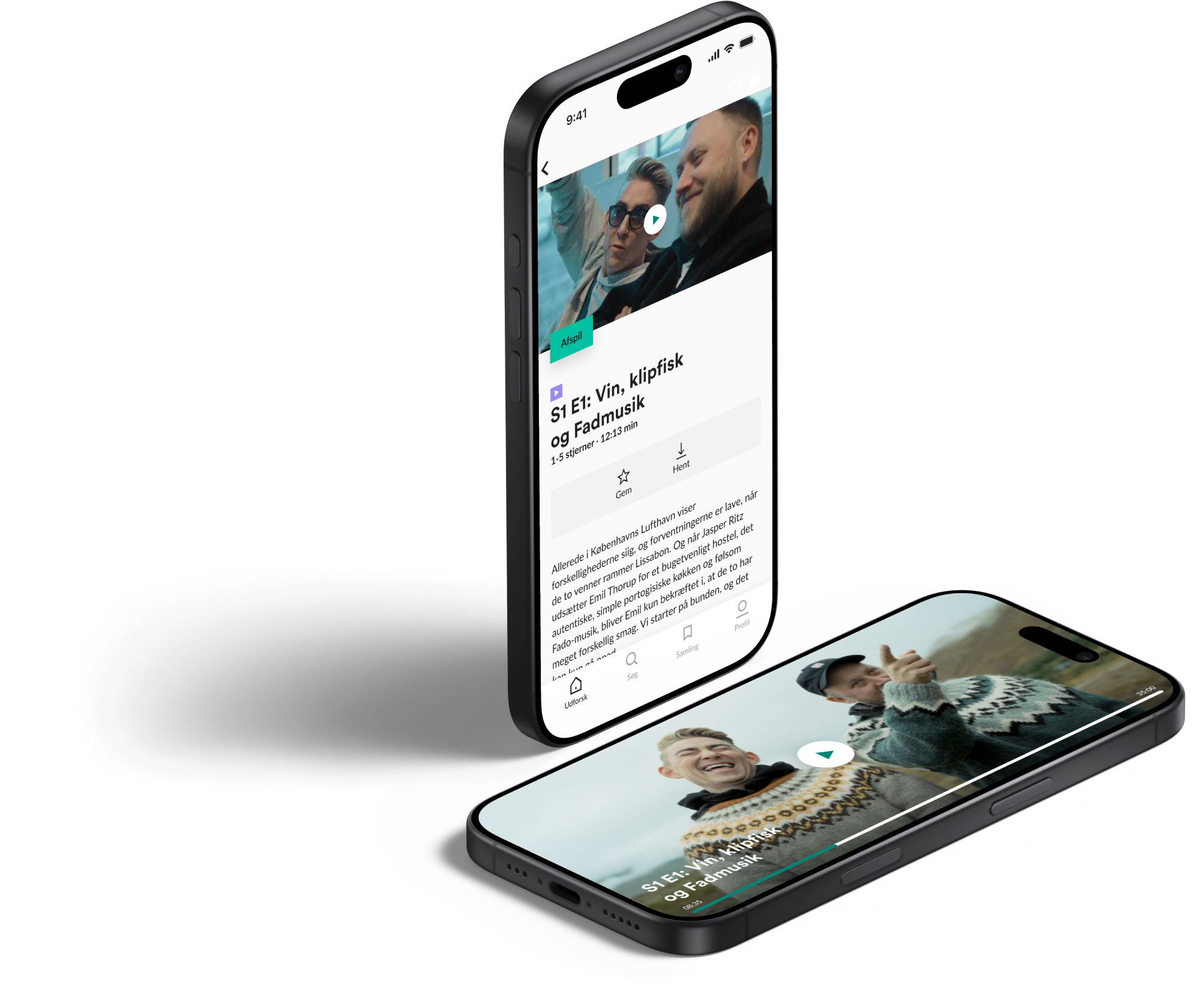 Portrait and landscape phones showing Ally video playback
